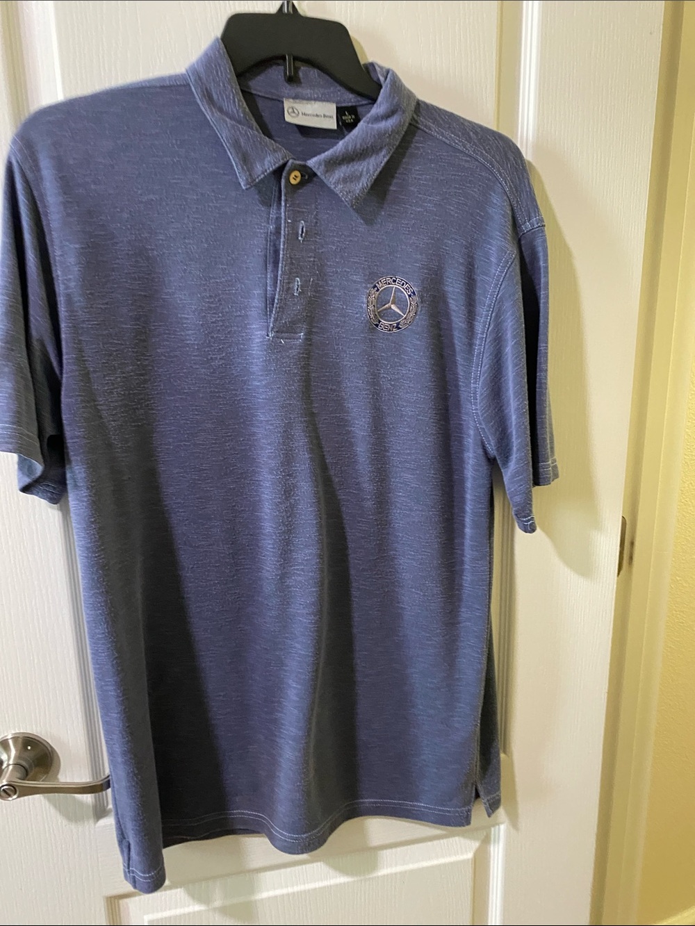 Mercedes-Benz distressed Men's Blue Polo Shirt with Signature Logo
